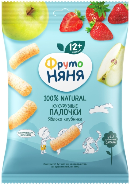 Кукурузные палочки ФрутоНяня яблоко, клубника 20гр