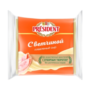 Сыр PRESIDENT с ветчиной ломтевой, 150гр