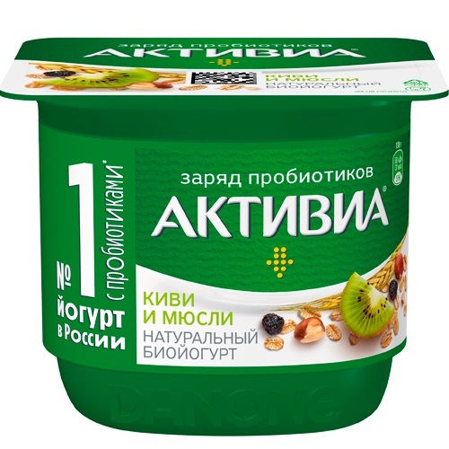 Биойогурт АктиБио киви и мюсли 3%, 130гр