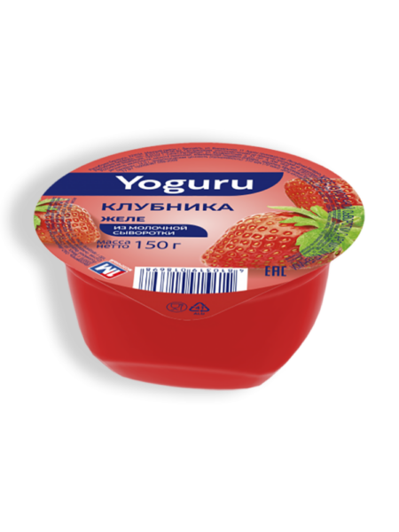Желе Yoguru из молочной сыворотки с ароматом клубники, 150гр