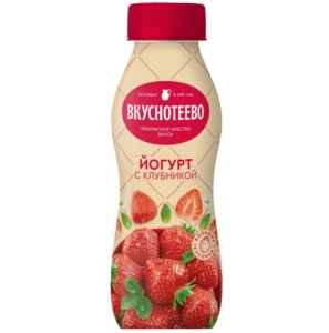 Йогурт питьевой Вкуснотеево 2% с клубникой 280гр
