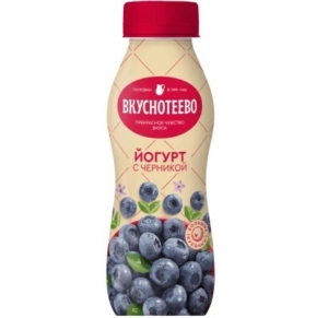 Йогурт питьевой Вкуснотеево 2% с черникой 280гр