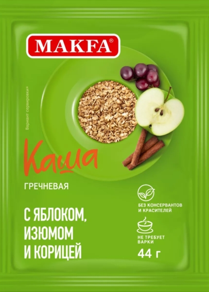 Каша Макфа гречневая с яблоком, изюмом и корицей 40гр