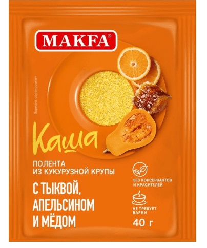 Каша полента из кукурузной крупы Макфа с тыквой, апельсином и медом 40гр