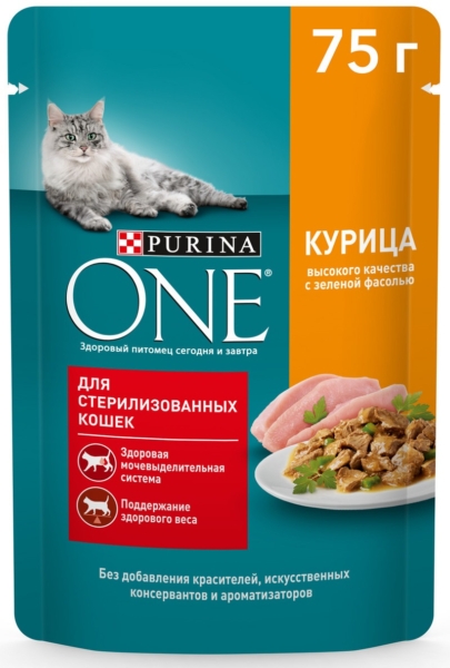 Корм для кошек ONE Purina курица с морковью для домашних кошек 75гр