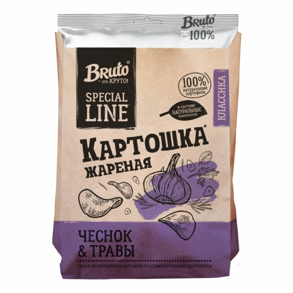Чипсы Бруто чеснок, травы 120гр