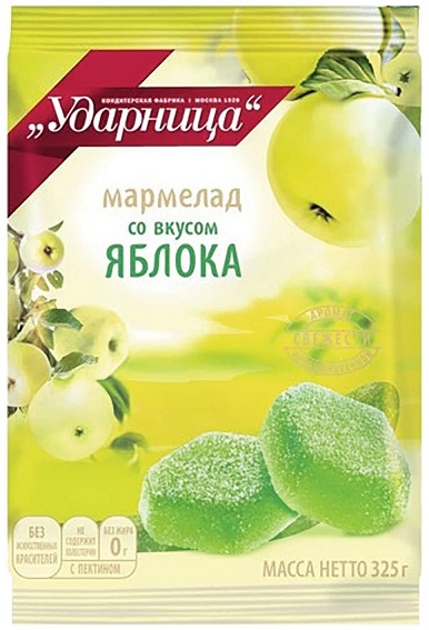 Мармелад Ударница со вкусом яблока 325гр Москва