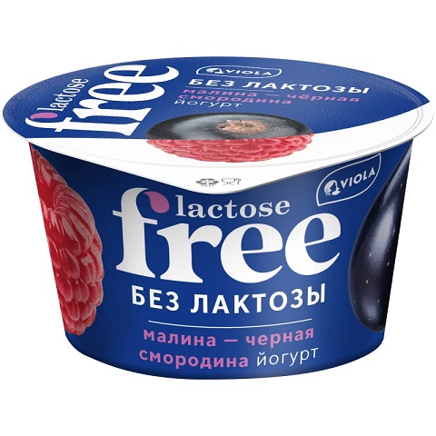 Йогурт VIOLA Free безлактозный малина-черная смородина 2,7% 180гр