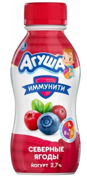 Йогурт питьевой Агуша северные ягоды 2,7% 180гр