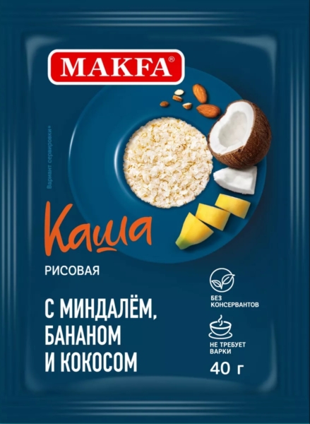 Каша рисовая Макфа с миндалем бананом и кокосом 40гр