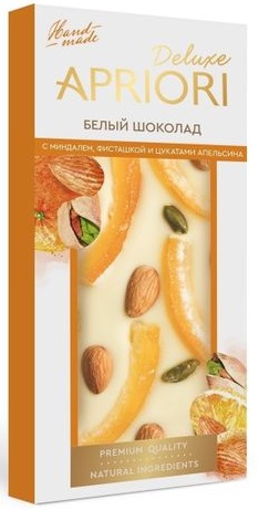 Шоколад Априори Deluxe белый миндаль фисташка апельсин 85г