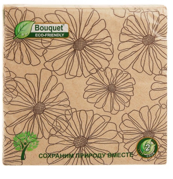 Салфетки Bouguet Eco Friendly Маки 33*33 2сл. 25шт