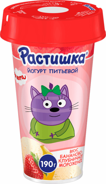 Коктейль молочный Растишка бананово-клубничное мороженое 2% 210гр
