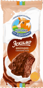 Мороженое Эскимо пломбир шокол.с молоком сгущеным с какао в мол-шок гл. 70гр Коровка из Кореновки*