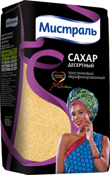 Сахар десертный тростниковый нерафинированный Мистраль 900гр